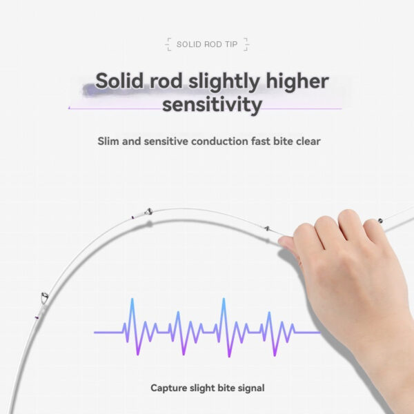 Solid rod tip fishing rod offers enhanced sensitivity for detecting subtle bites.