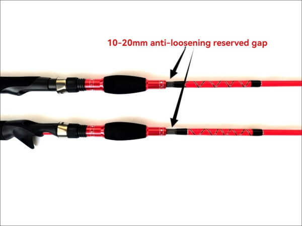 Modern red fishing rods with anti-loosening design, perfect for anglers seeking durability.