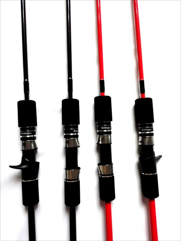 Stylish Bolangyu fishing rods in black and red, perfect for anglers seeking durability and performance.