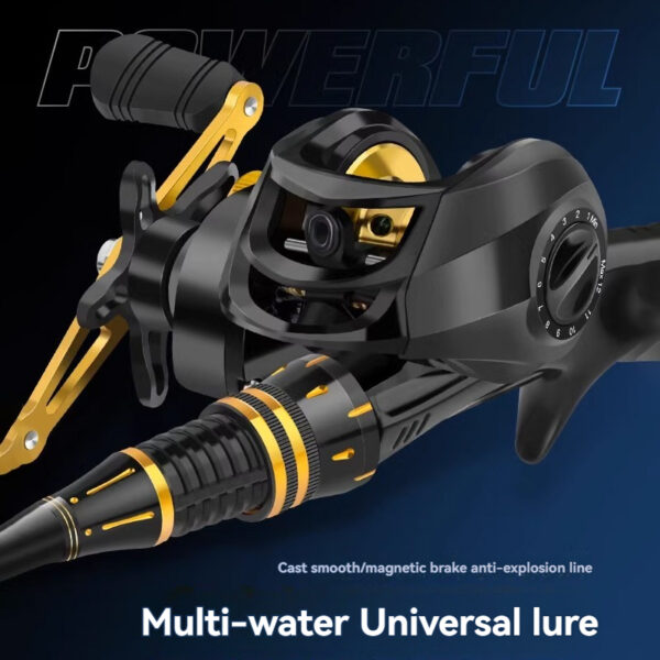 Sleek modern fishing reel with advanced features for versatile freshwater and saltwater use.